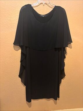 Collection B Black Layered Capelet-Style Long Sleeve Dress